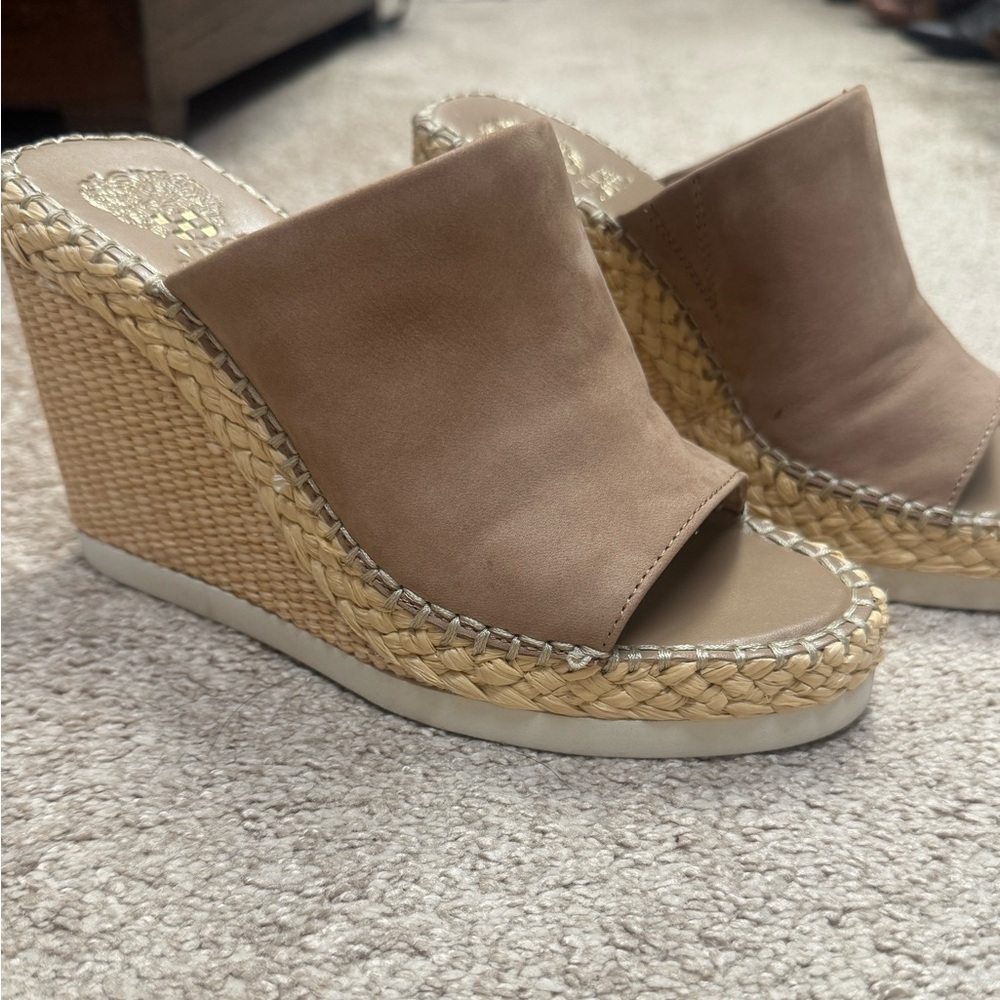 Vince Camuto Beige Woven Wedges